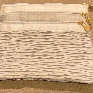 Jim Thompson Thai Silk Cosmetic Bag Taupe Plated